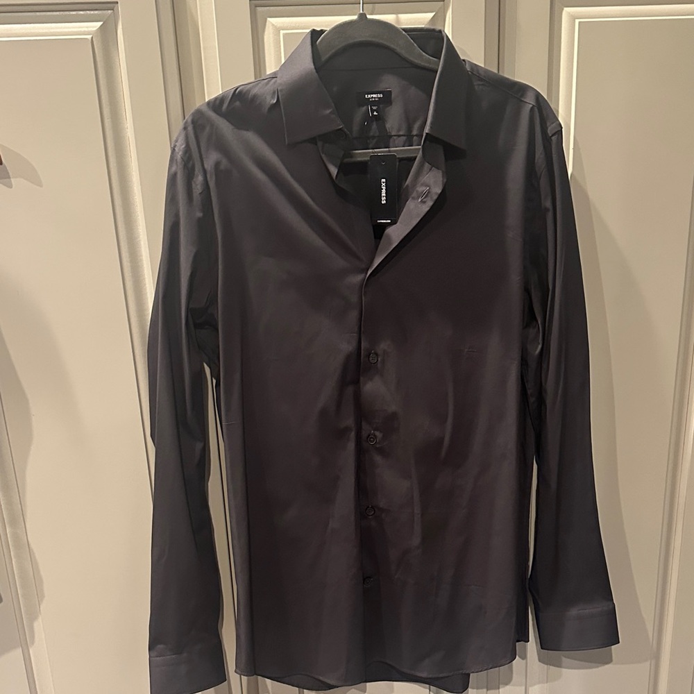 Express Grey Slim "1MX" Dress Shirt for Men